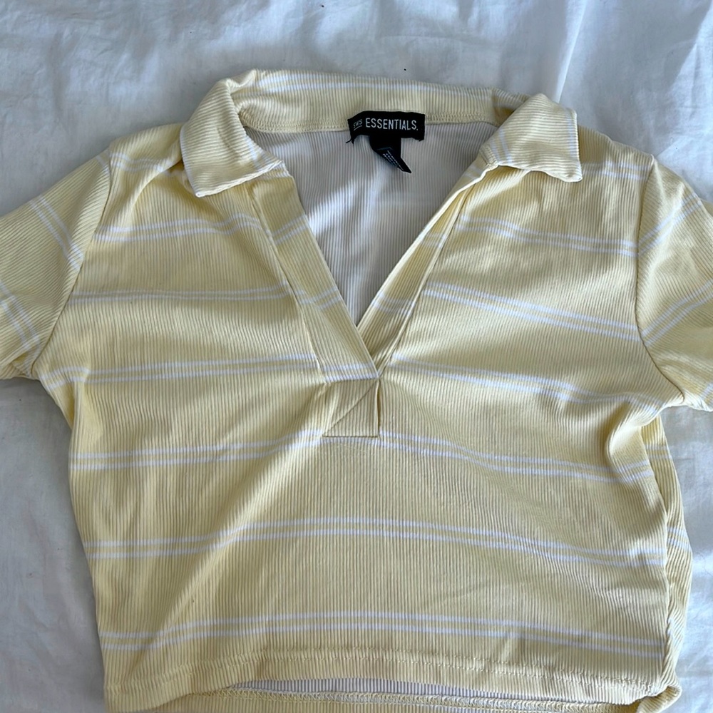Yellow polo crop top - S